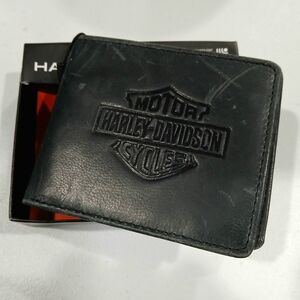 HARLEY DAVIDSON Men's Wallet Black Genuine Leather Bifold BRAND-NEW w/tags